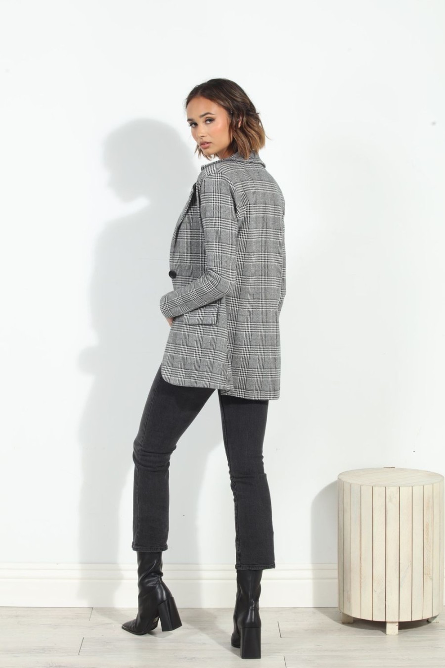 Clothing Veronica M Jackets + Blazers | Alva Plaid Ponti Oversized Blazer