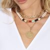 Accessories Veronica M | 3-Layer Multicolored Beaded And Gold Necklace