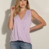 Clothing Veronica M Cupro Tops | The Everyday Cupro Surplice Tank-Lavender- Best Seller