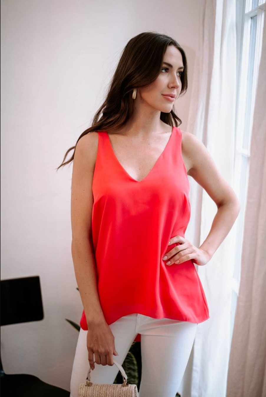 Vacation Veronica M | Strawberry V-Neck Tank Blouse