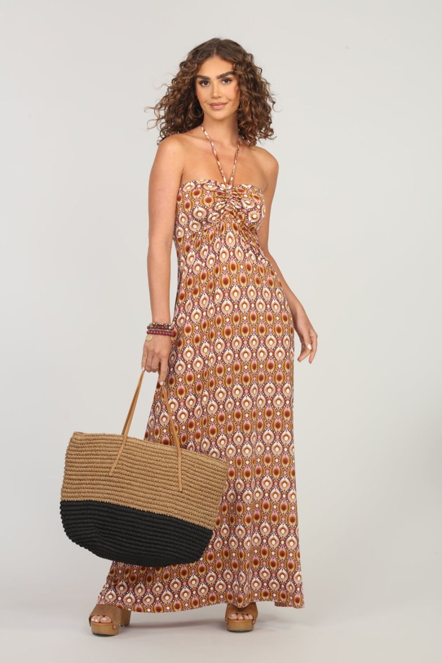 Clothing Veronica M Maxi Dresses | Brenda Stretch Halter Maxi Dress-