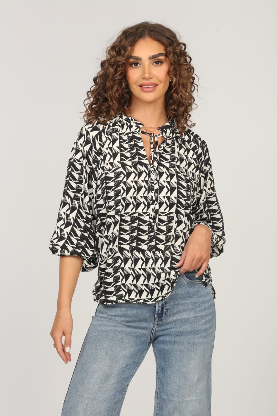 Vacation Veronica M | Richie Split-Neck Blouse-Best Seller