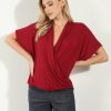 Clothing Veronica M Cupro Tops | Cabernet Cupro Surplice Tee-Best Seller