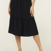 Clothing Veronica M Skirts | Navy Airflow Smocked Midi Skirt -