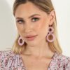 Accessories Veronica M | Lavender Double Hoop Raffia Earrings