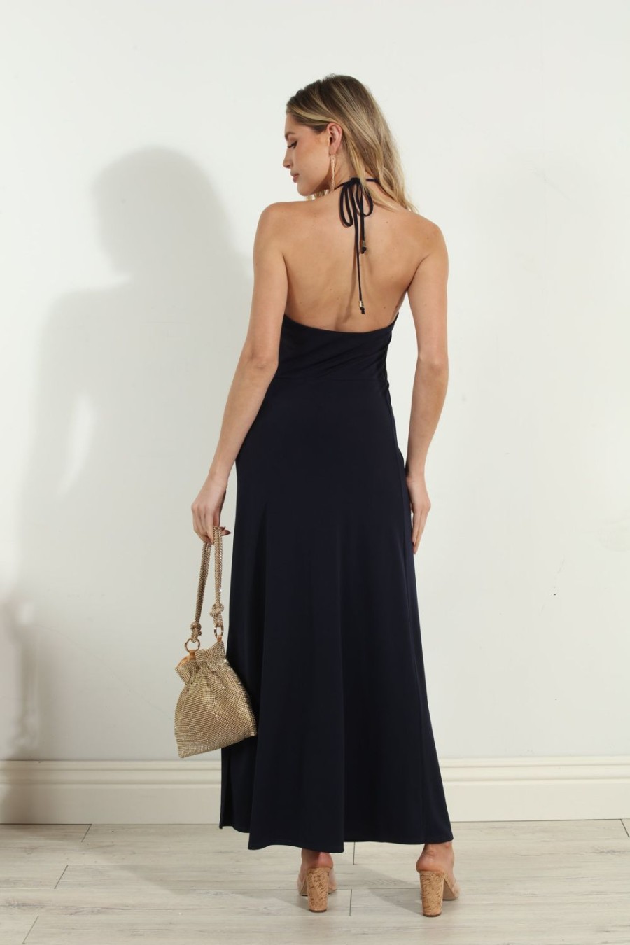 Clothing Veronica M Maxi Dresses | Dark Navy Keyhole Maxi Dress- Best Seller