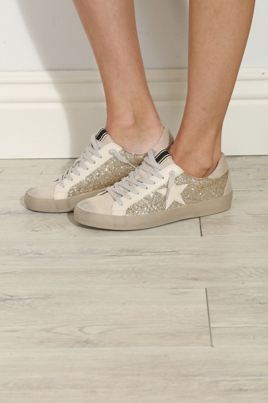 Accessories Veronica M | Paula Gold Glitter Sneakers