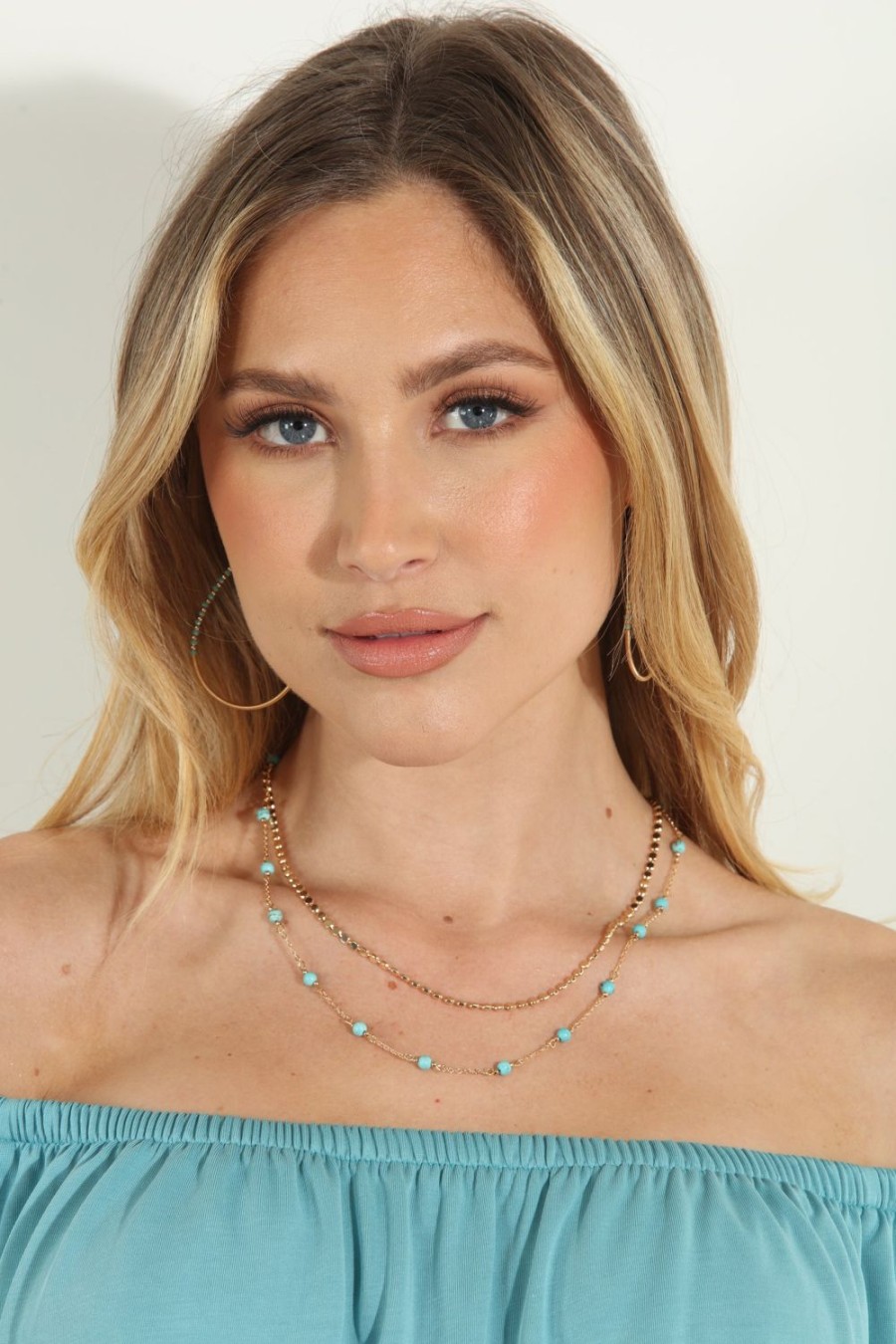 Accessories Veronica M | Aqua Delicate 2-Layer Necklace