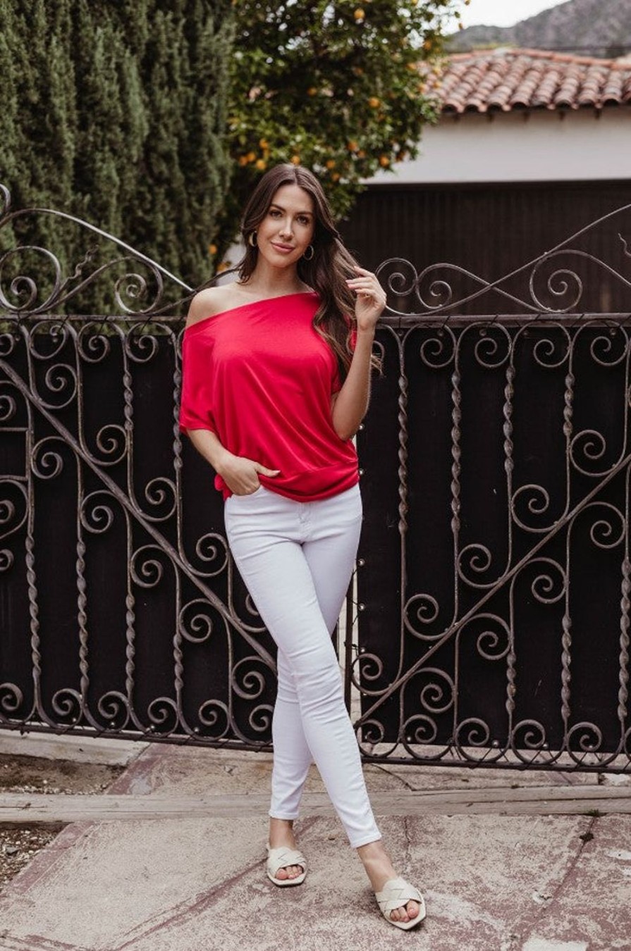 Clothing Veronica M Cupro Tops | Light Red Cupro Ots Top