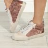 Accessories Veronica M | Riley Rose Gold Sparkle High-Top Sneakers-Best Sellers