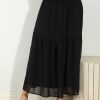 Clothing Veronica M Skirts | Black Chiffon Midi Skirt-Best Seller