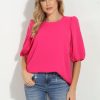 Vacation Veronica M | Fuchsia Airflow Puff Sleeve Top