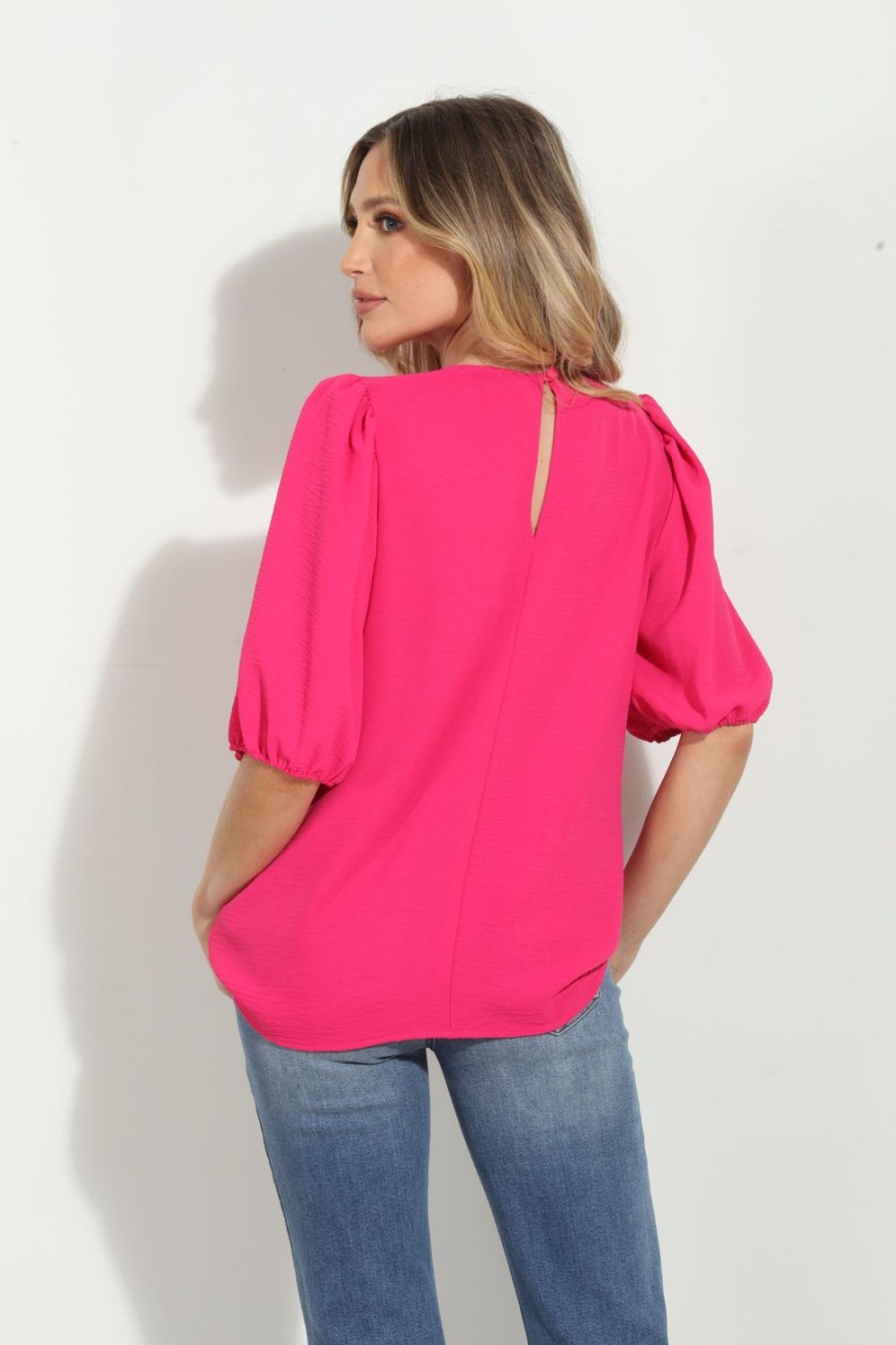 Vacation Veronica M | Fuchsia Airflow Puff Sleeve Top