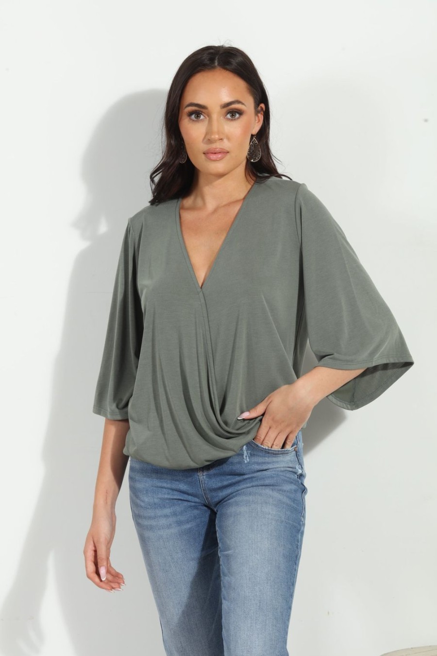 Clothing Veronica M Cupro Tops | Verdina Cupro Surplice Top-Best Seller