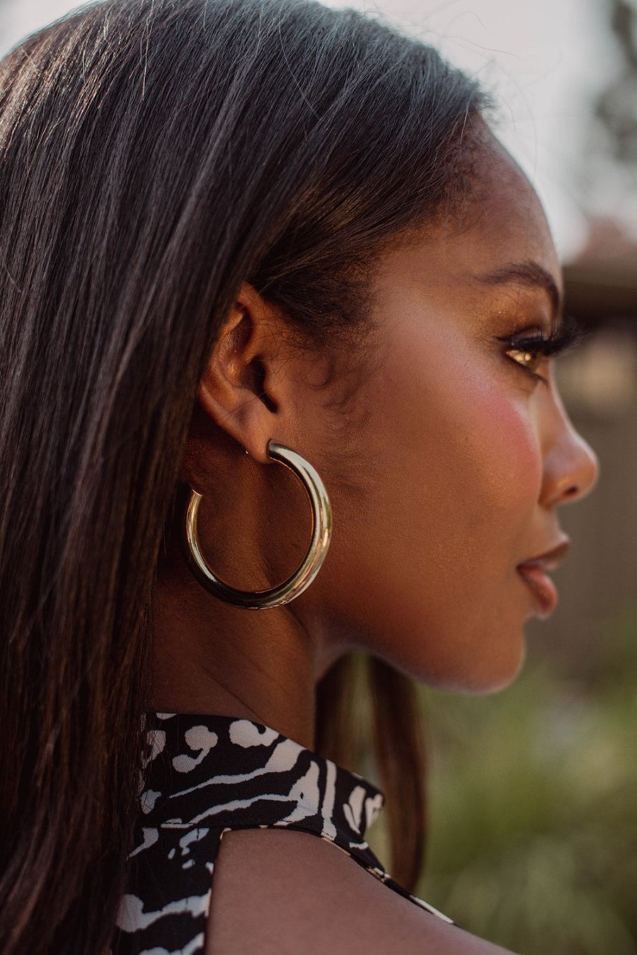 Accessories Veronica M | Big Hoop Earrings -14K Gold Dipped