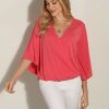 Clothing Veronica M Cupro Tops | Coral Cupro Surplice Top-Best Seller