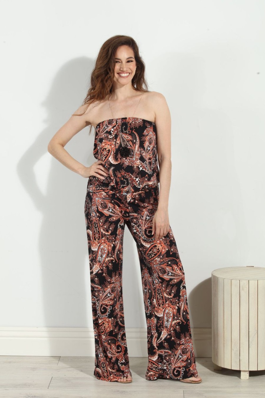 Clothing Veronica M | Jene Stretch Strapless Dropwaist Jumpsuit