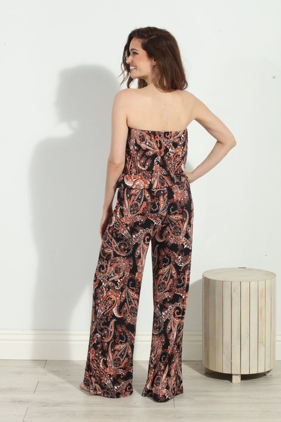 Clothing Veronica M | Jene Stretch Strapless Dropwaist Jumpsuit