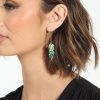 Accessories Veronica M | Green Beaded Drop Down Earrings