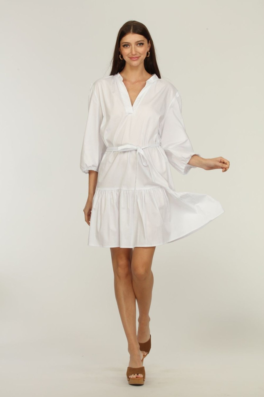 Vacation Veronica M | White Shirt Dress With Belt