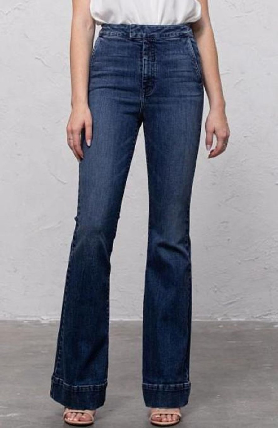 Clothing Veronica M Denim Shop | Happi High Rise Ultra Flare Jeans - Dark Wash -