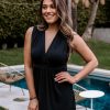 Vacation Veronica M | Black Ity Stretch Surplice Dress-Best Seller