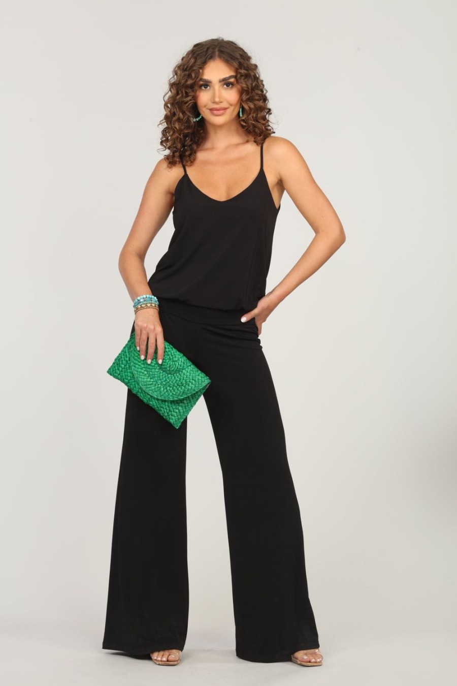 Clothing Veronica M | Classic Black Drop Waist Jumpsuit-Best Seller