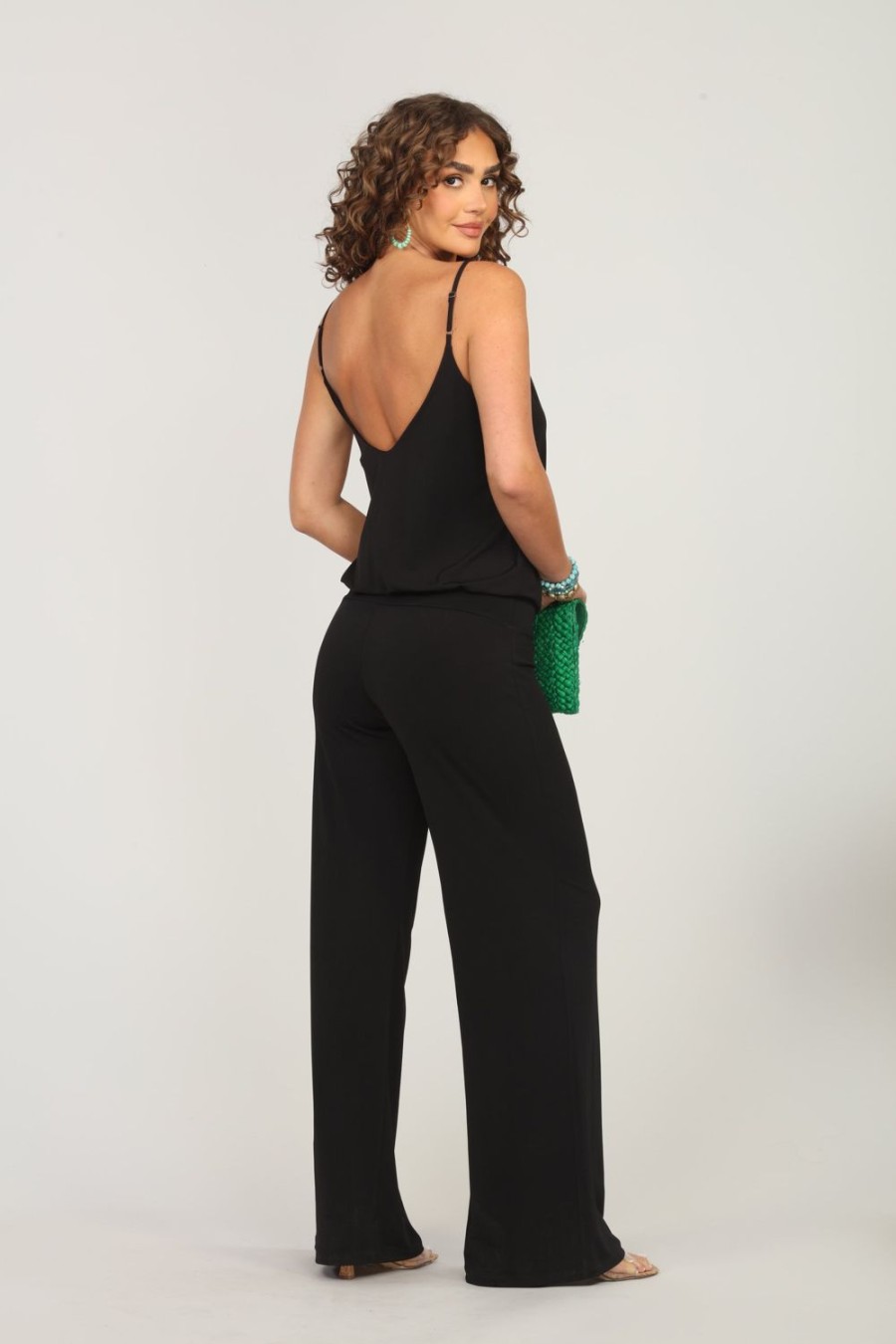 Clothing Veronica M | Classic Black Drop Waist Jumpsuit-Best Seller