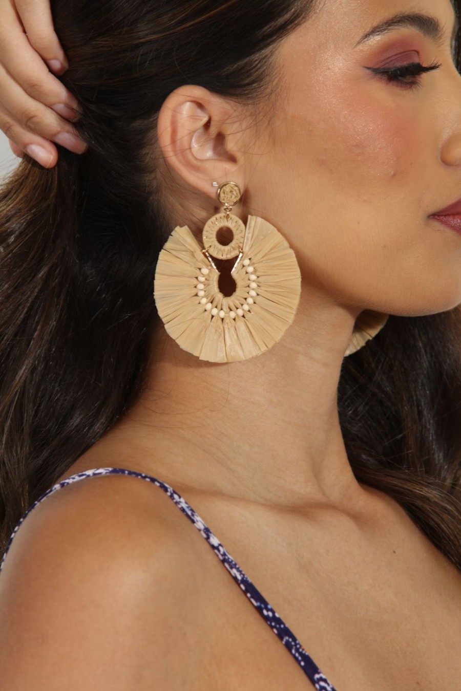 Accessories Veronica M | Sand Raffia Circle Earrings