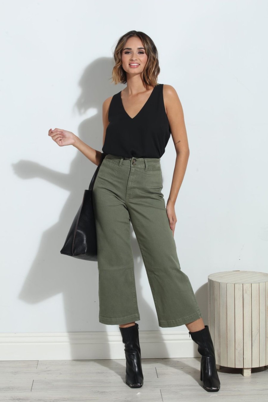 Clothing Veronica M Denim Shop | Unpublished Gemma Olive Cropped Pant