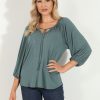 Clothing Veronica M Cupro Tops | Balsam Cupro Stretch Split Neck Top