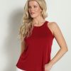 Clothing Veronica M Longer Length Tops | Merlot Stretch Swing Tank-Best Seller