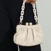 Accessories Veronica M | Ivory Faux Leather Pouch Purse With Chunky Chain Handle