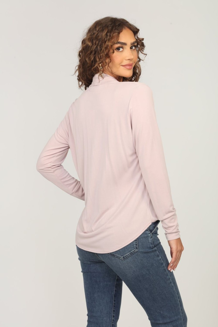 Clothing Veronica M Surplice Tops | Dusty Pink Draped Surplice Top - Best Seller