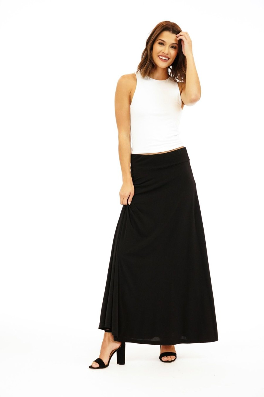 Clothing Veronica M Skirts | Classic Black Stretch Maxi Skirt