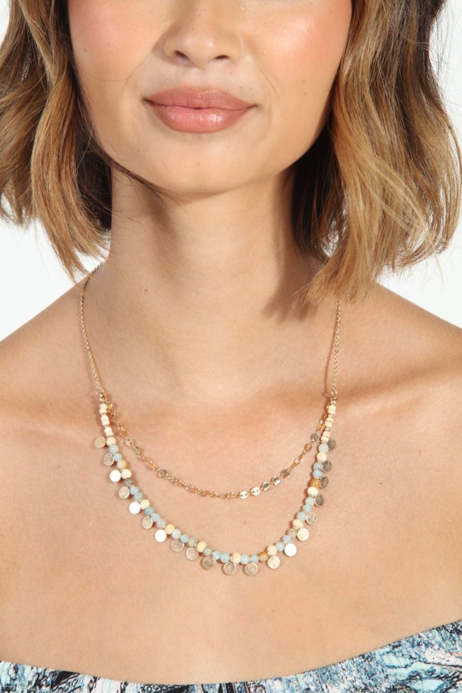 Accessories Veronica M | Dainty Double- Layered Mint Necklace