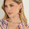 Accessories Veronica M | Coral Beaded Dangle Hoop Earrings