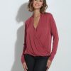 Clothing Veronica M Cupro Tops | Sangria Cupro Draped Surplice Top - Best Seller