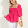 Vacation Veronica M | Fuchsia Airflow Smocked Blouse