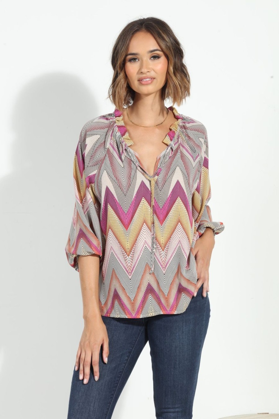 Vacation Veronica M | Luxe Split-Neck Blouse