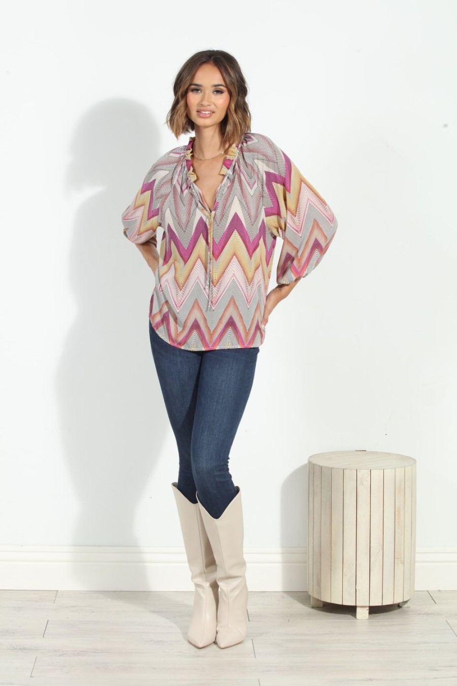 Vacation Veronica M | Luxe Split-Neck Blouse