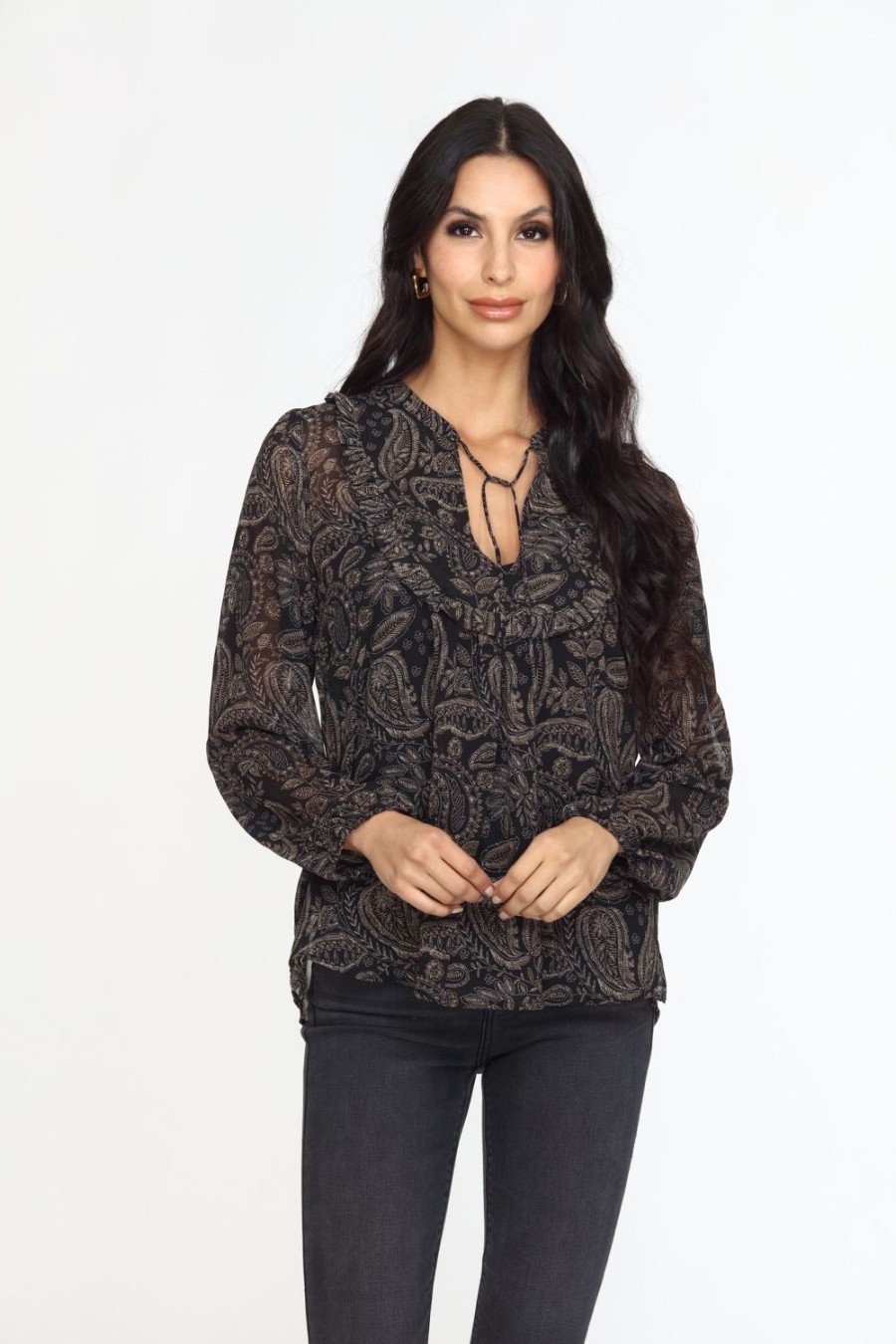 Clothing Veronica M Longer Length Tops | Yukon Ruffle Bib Blouse