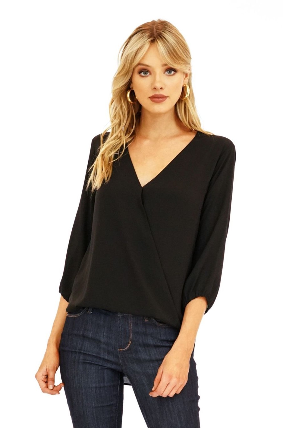 Clothing Veronica M Surplice Tops | Onyx Surplice Top