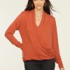 Clothing Veronica M Cupro Tops | Rust Cupro Draped Surplice Top - Best Seller