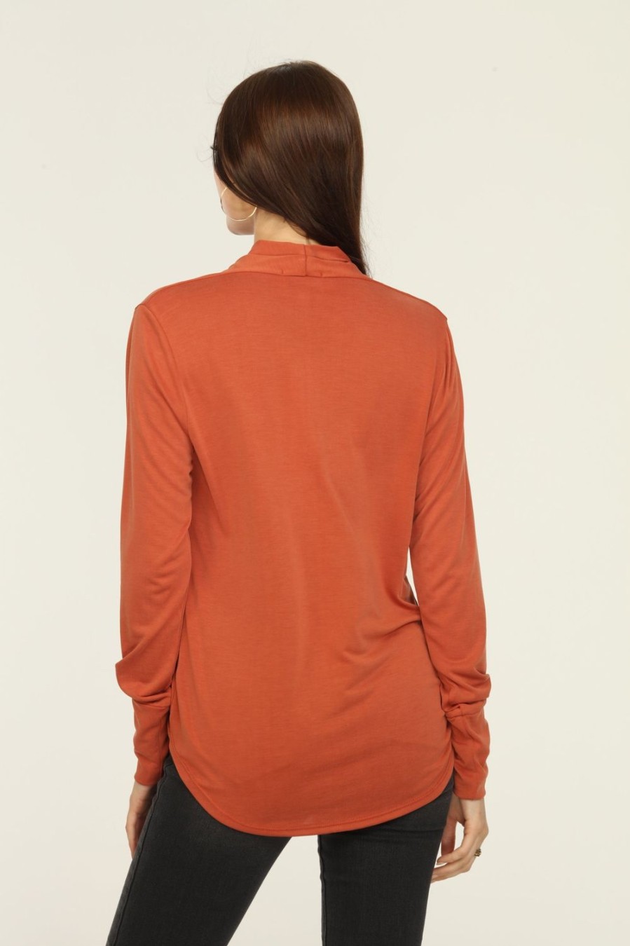 Clothing Veronica M Cupro Tops | Rust Cupro Draped Surplice Top - Best Seller