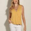 Clothing Veronica M Cupro Tops | The Everyday Cupro Surplice Tank- Turmeric - Best Seller