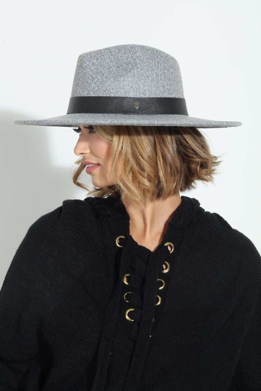 Accessories Veronica M | Grey Felt Fedora Hat