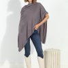 Clothing Veronica M Ponchos | Dark Grey Throw-On Poncho- New Color