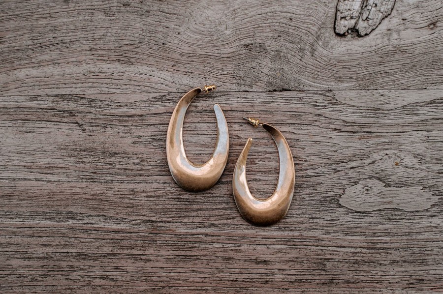 Accessories Veronica M | Bronze Oval Hoop Earrings