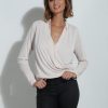 Clothing Veronica M Cupro Tops | Vanilla Cupro Draped Surplice Top-Best Seller-New Color